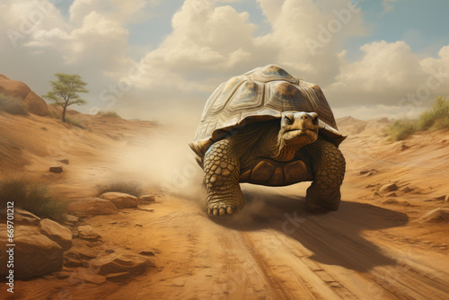 Lone Tortoise on a Sandy Trail
