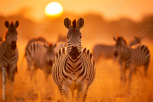 Savannah Serenity  Zebra Herd Under the Sun