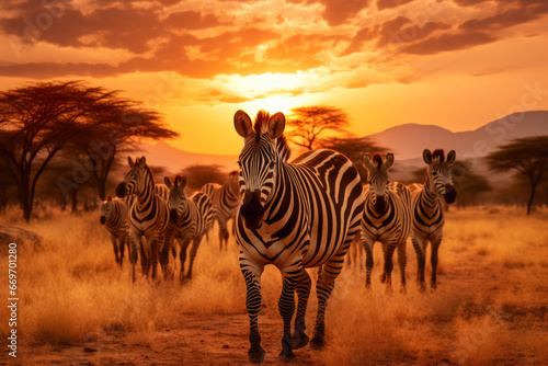 Nature s Harmony  Zebras Grazing on the Plains