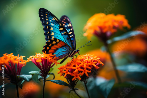 Nature's Elegance: Close-up of Butterfly and Bloom