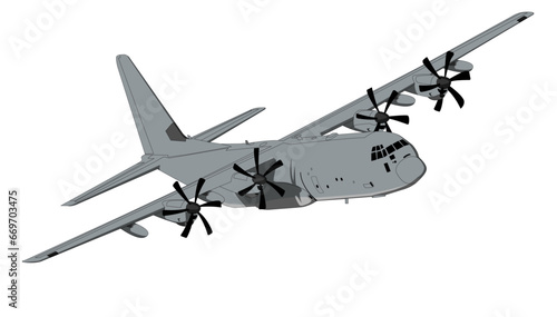 Lockheed Martin USMC C-130J Editable Vector Illustration - For Patches, Banners and Posters