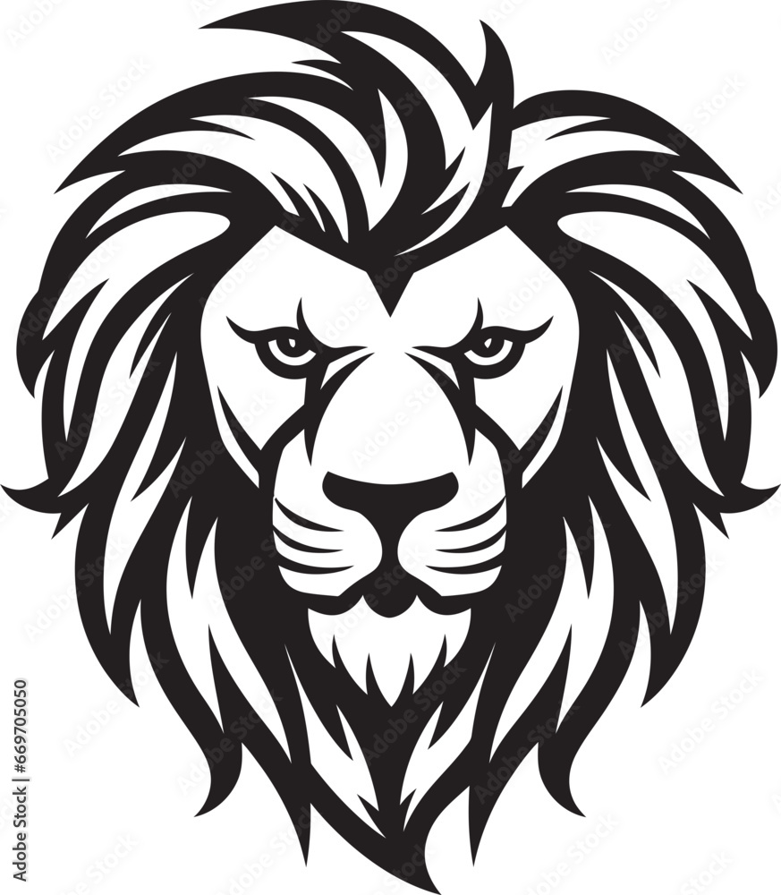 Roaring in Pixels A Majestic Lion Illustration Digital Roar in Geometric Vector Wildlife Beauty