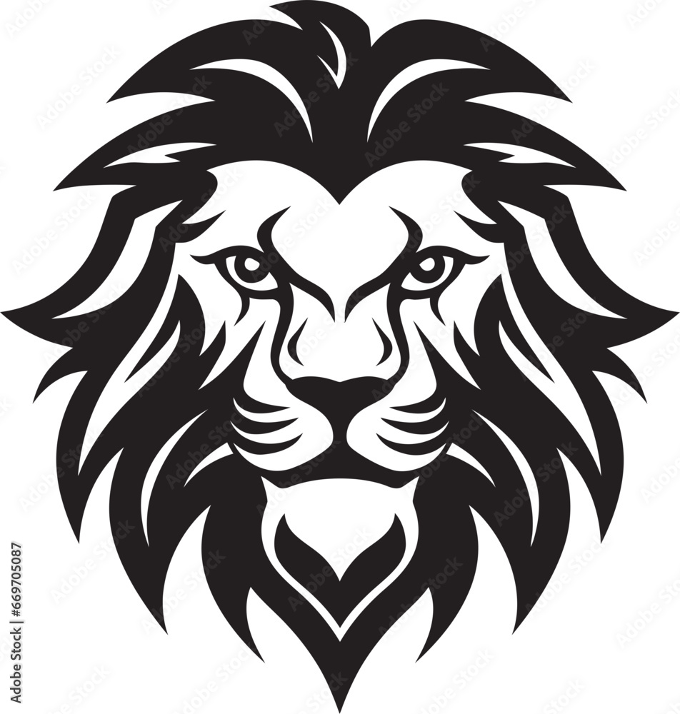 Majestic Lion King A Detailed Vector Portrait Geometric Precision Roaring Lion in Vector Art