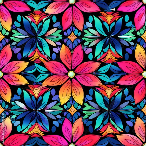Vibrant Kaleidoscope Blossoms Pattern