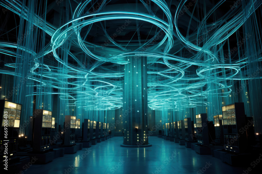 Network Nexus Point Visualization Naval Network Nexus: A nexus of naval blue hues, where data streams ...
