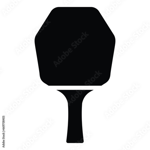 Table Tennis Ping Pong Vector Icon Black Silhouette and Outline Isolated on White