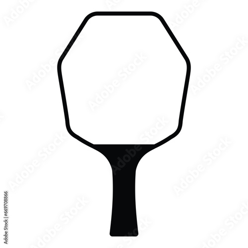 Table Tennis Ping Pong Vector Icon Black Silhouette and Outline Isolated on White