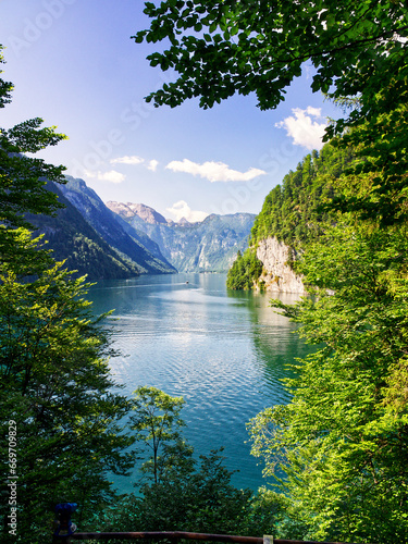 Majestic Portrait view of Konigssee lake in Bavaria, Germany