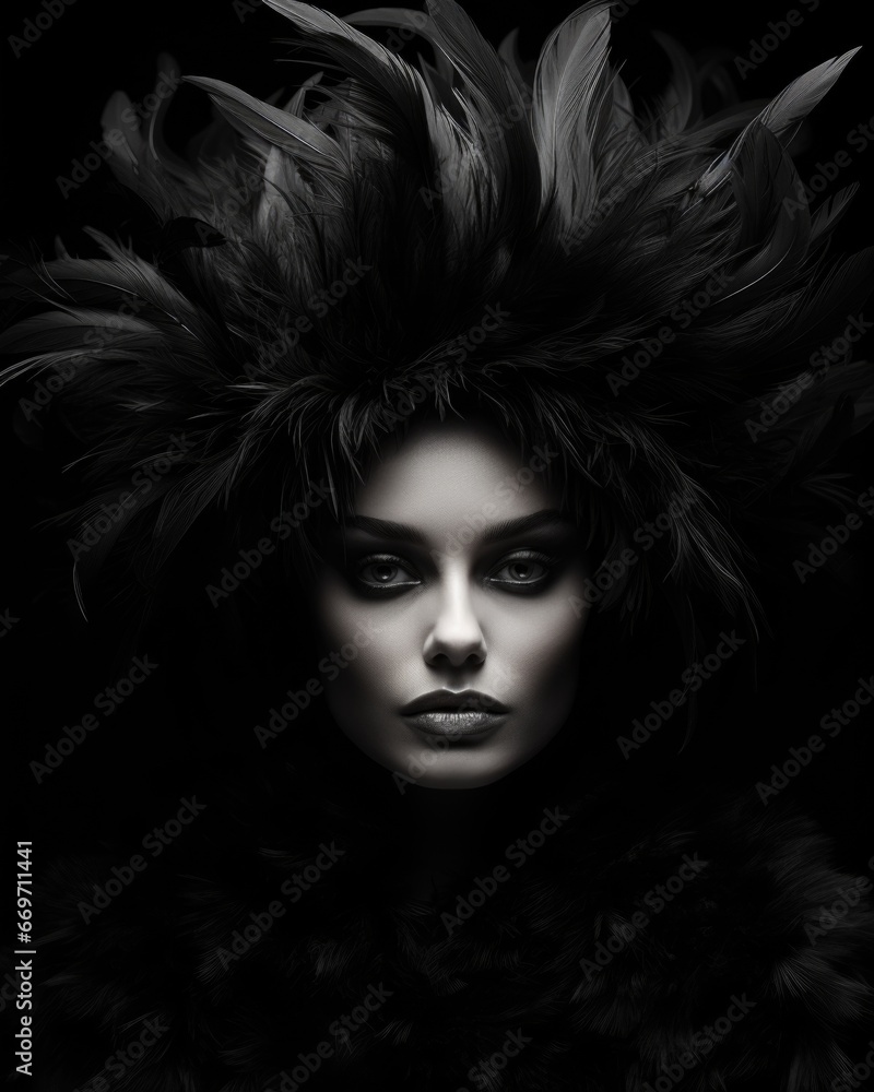 Black and white fashion portrait of a woman. Interior design, fashion and beauty. Black and white fashion portrait of a woman. Interior design, fashion and beauty.