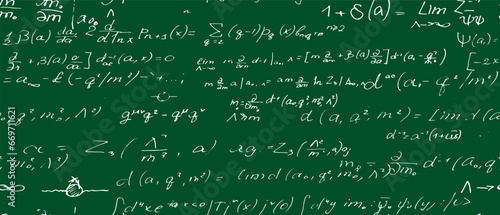 Scientific vector seamless pattern with physical formulas. Endless math texture