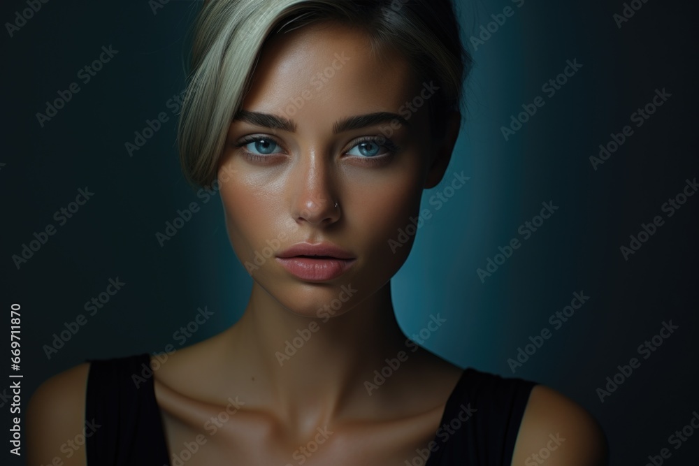 Portrait of a young woman with beautiful blue eyes. Feminine nature and beauty. Portrait of a young woman with beautiful blue eyes. Feminine nature and beauty.