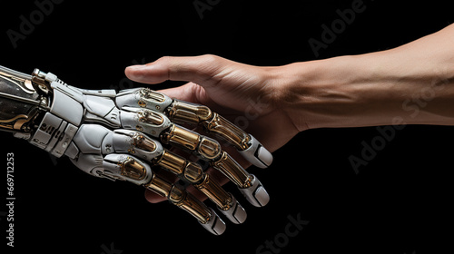 Robot hand making contact with human hand © 22Imagesstudio