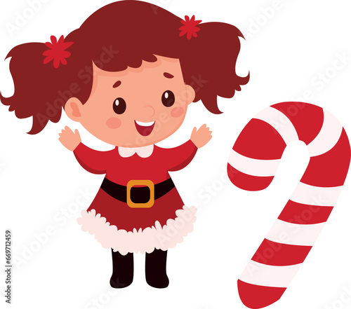 girl. Girl for christmas. Cartoon chapter for christmas 