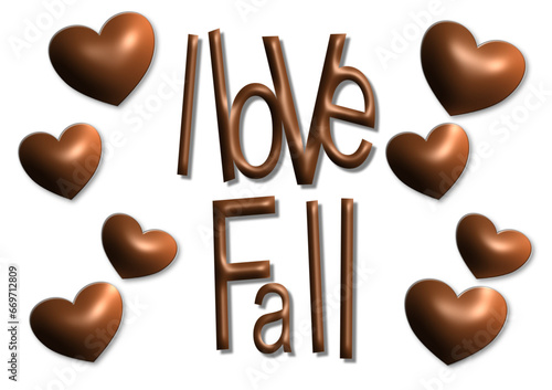 I Love Fall with brown heart - writen - ideal for websites, e-mail, presentations, greetings, banners, cards, books, t-shirt, sweatshirt, prints, mug, Sublimation, Cricut	
