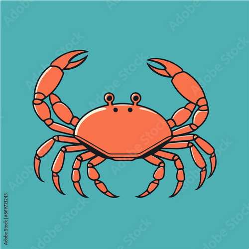 red crab on blue background , vector design