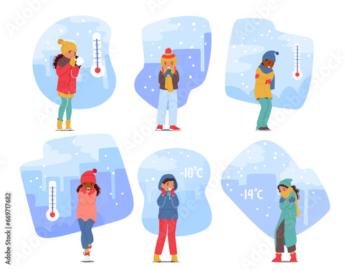 Children Shiver As A Chill Creeps In, Tiny Bodies Wrapped In Layers, Rosy Cheeks, And Breath Forming Frosty Puffs