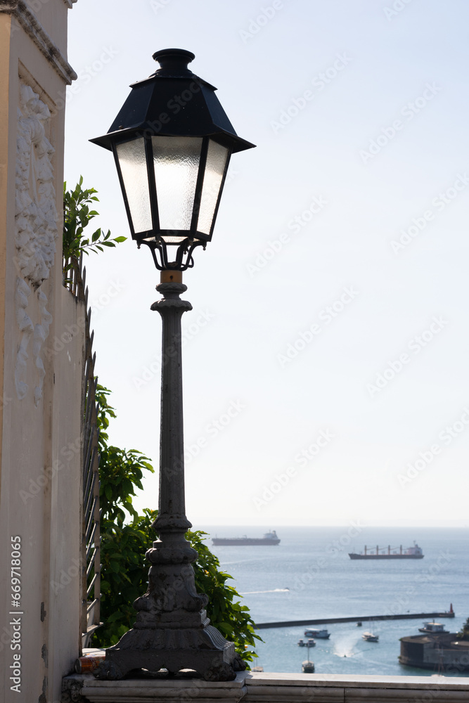 View of a lamp post in Tome de Souza square in the city of Salvador, Bahia.