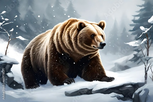 Bear on snow photo