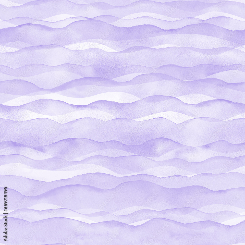 Fototapeta premium Watercolor sea ocean wave blue indigo colored seamless pattern