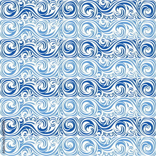 Classic white and blue abstract monochromatic design seamless patterns. Graphic modern pattern. Simple graphic design.