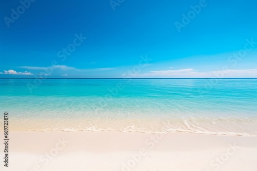Beautiful beaches with white sand and ample space for text. Generative AI