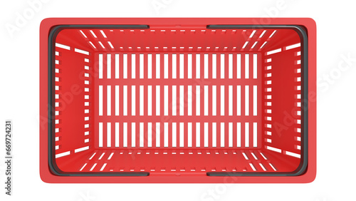 Plastic shopping basket. Isolated supermarket shopping cart.