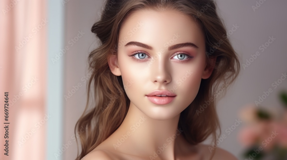 Beautiful, healthy and smooth skin woman face. smooth and healthy face for skincare cosmetics advertising or beauty product. Beautiful, healthy and smooth skin woman face. smooth and healthy face for skincare cosmetics advertising or beauty product.