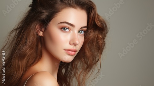 Beautiful, healthy and smooth skin woman face. smooth and healthy face for skincare cosmetics advertising or beauty product.