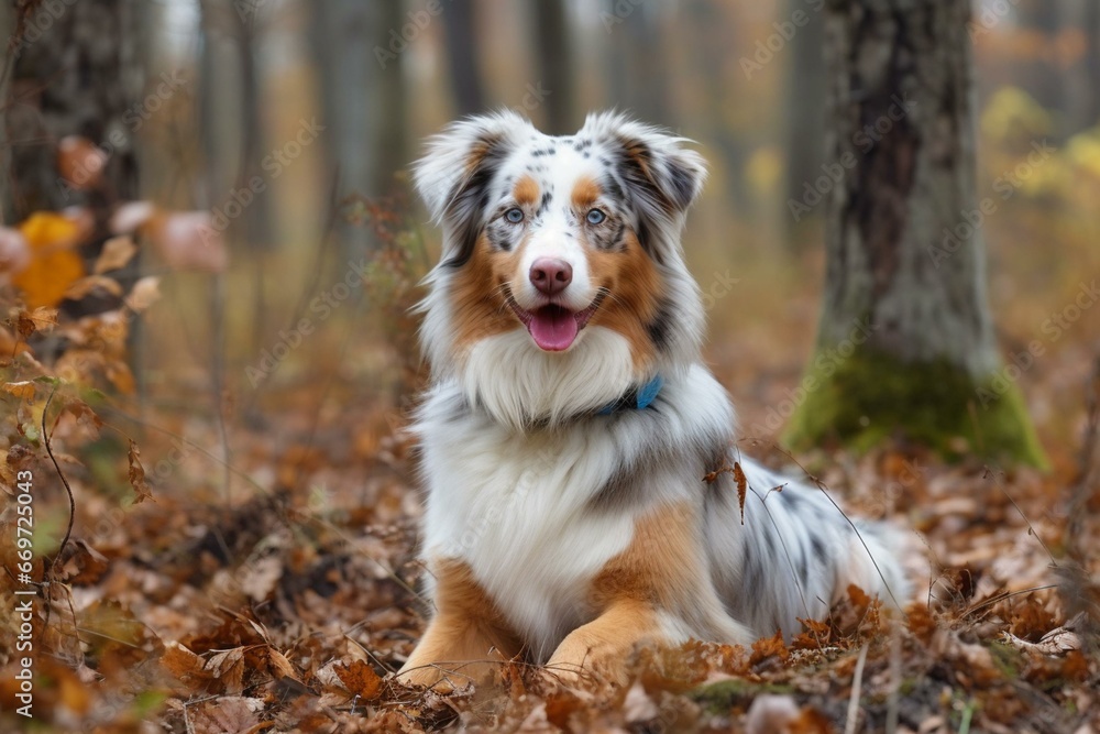 Cheerful and attractive australian shepherd. Generative AI