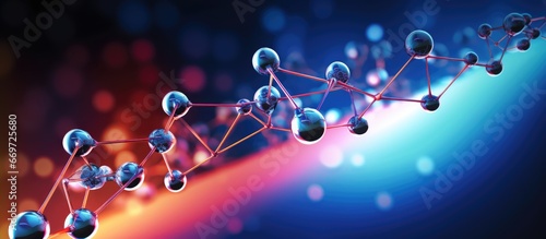 Colorful backdrop showcasing a digitally rendered molecule