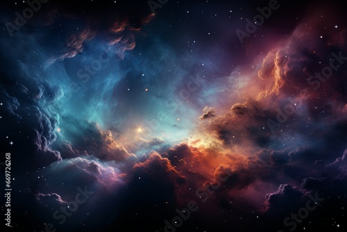 celestial abstract scene with nebula and stars photo