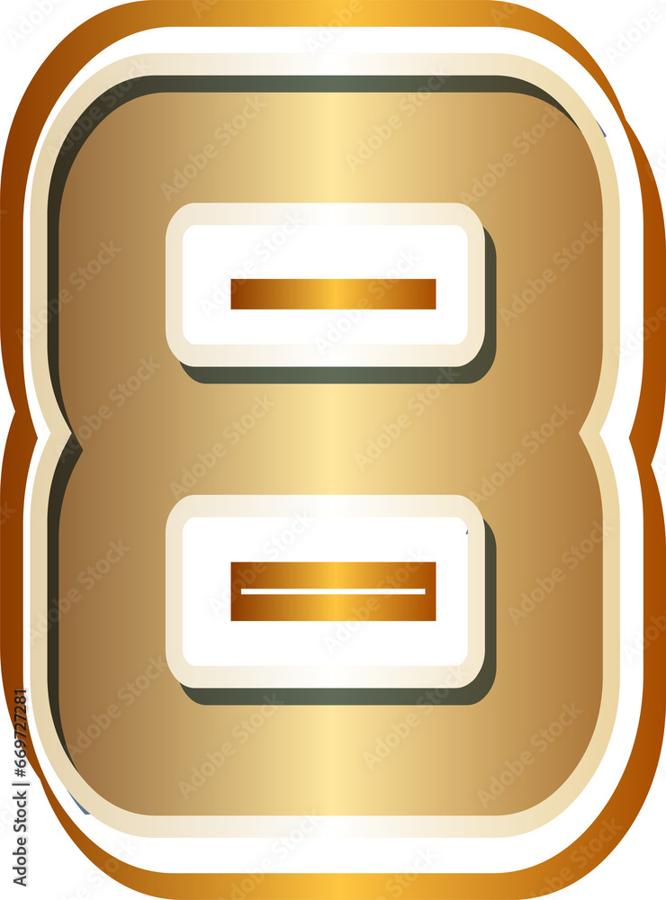 golden metal font letter, Number 8 golden metal font letter, Number 8