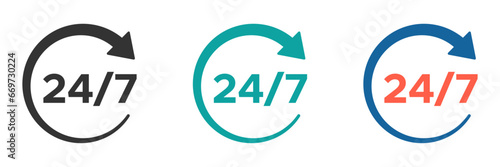 Twenty four seven simple vector icons set