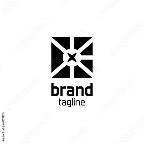 EK letter logo vector design. Initials E and K are combined with square shape and screw head symbol in middle. Looks like a puzzle. Suitable for a Computer or PC build shop and technology company.