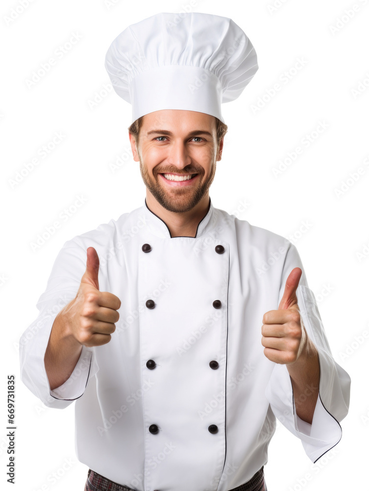 Chef giving thumbs up in transparent background Chef giving thumbs up in transparent background