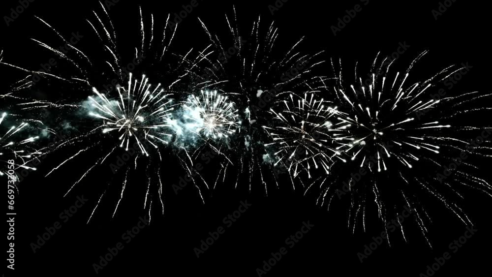 Abstract Firework on black night sky background, 4th of July independence day, New Year eve, Christmas 2024, Diwali Holiday concept. High quality 4k chromakey Cinematic Slow Motion video Abstract Firework on black night sky background, 4th of July independence day, New Year eve, Christmas 2024, Diwali Holiday concept. High quality 4k chromakey Cinematic Slow Motion video