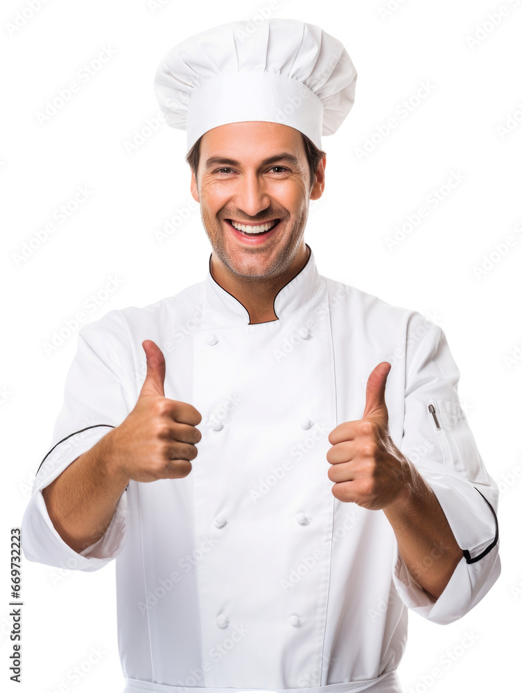 Chef giving thumbs up in transparent background Chef giving thumbs up in transparent background
