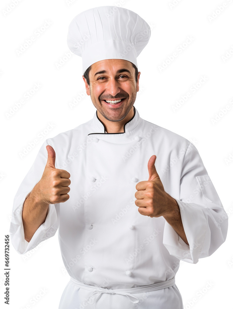Chef giving thumbs up in transparent background Chef giving thumbs up in transparent background