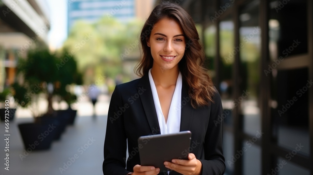 A businesswoman stays connecting with her teamwork at office by her smartphone. A businesswoman stays connecting with her teamwork at office by her smartphone.
