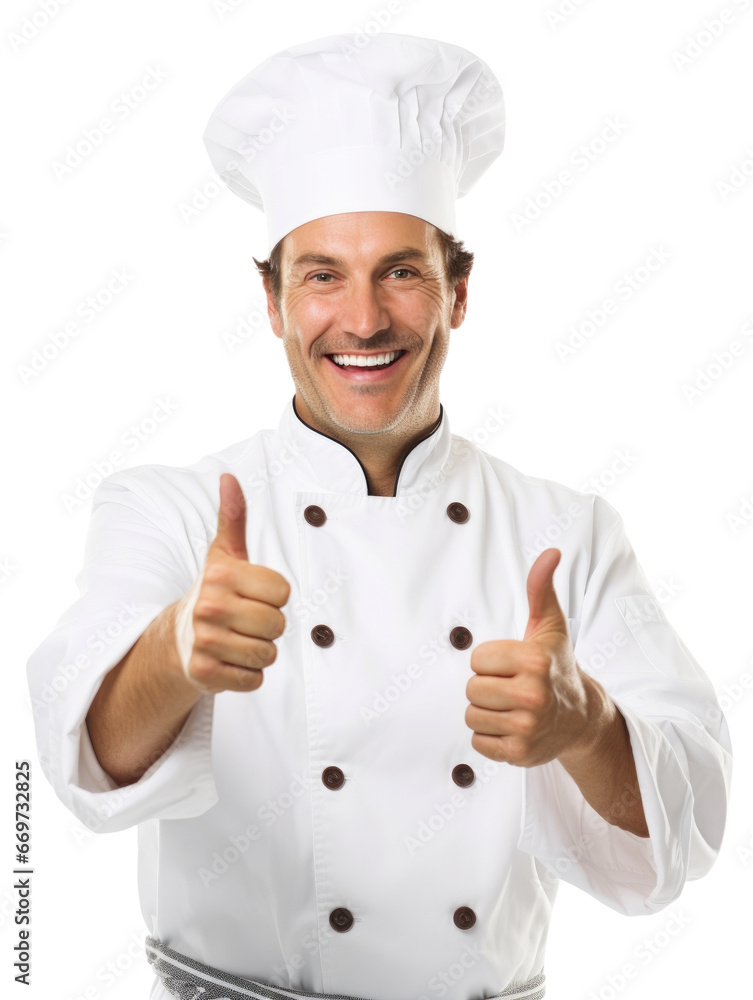 Chef giving thumbs up in transparent background Chef giving thumbs up in transparent background
