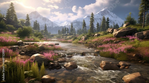 Analyze the impact of player interaction  such as weather changes or environmental destruction  on the visual beauty landscapes game art