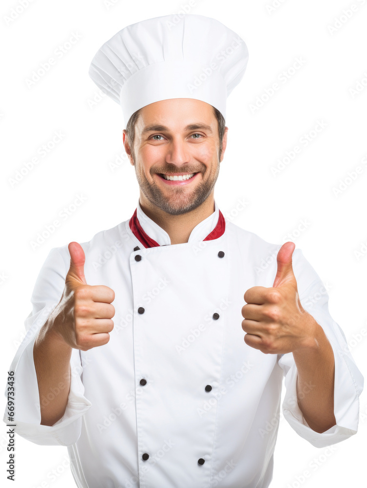 Chef giving thumbs up in transparent background Chef giving thumbs up in transparent background