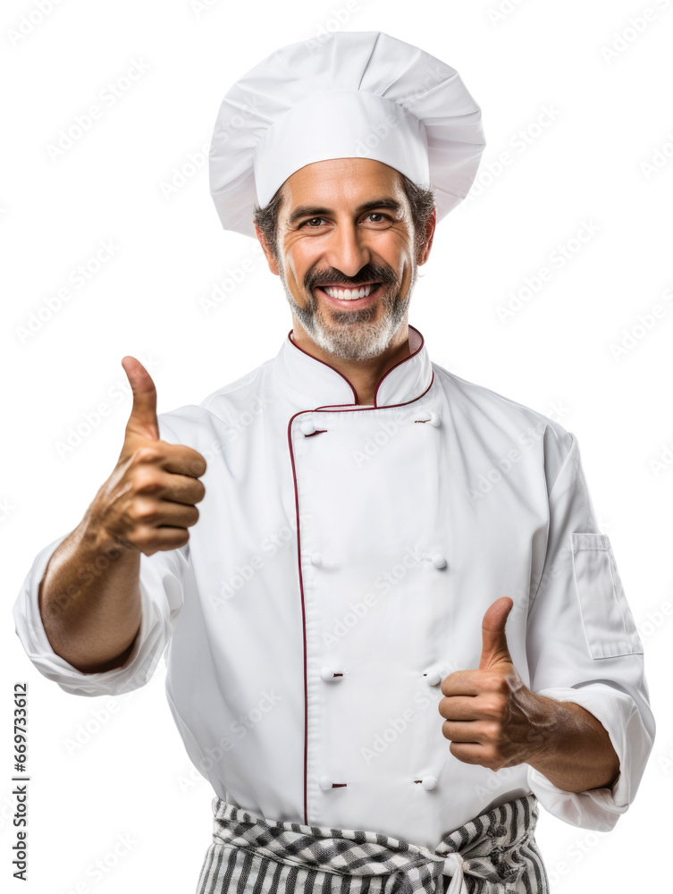 Chef giving thumbs up in transparent background Chef giving thumbs up in transparent background