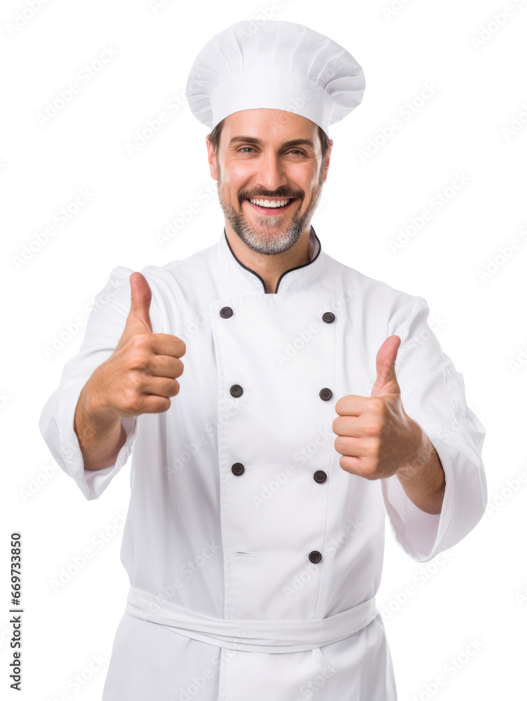 Chef giving thumbs up in transparent background Chef giving thumbs up in transparent background