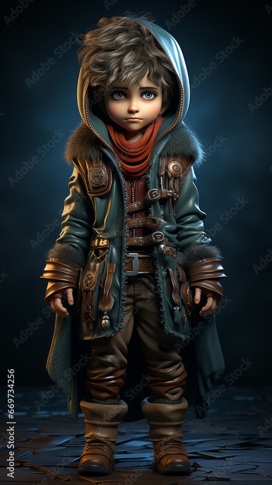 statue of the knight, christmas elf rogue in leather armor, generative ai statue of the knight, christmas elf rogue in leather armor, generative ai