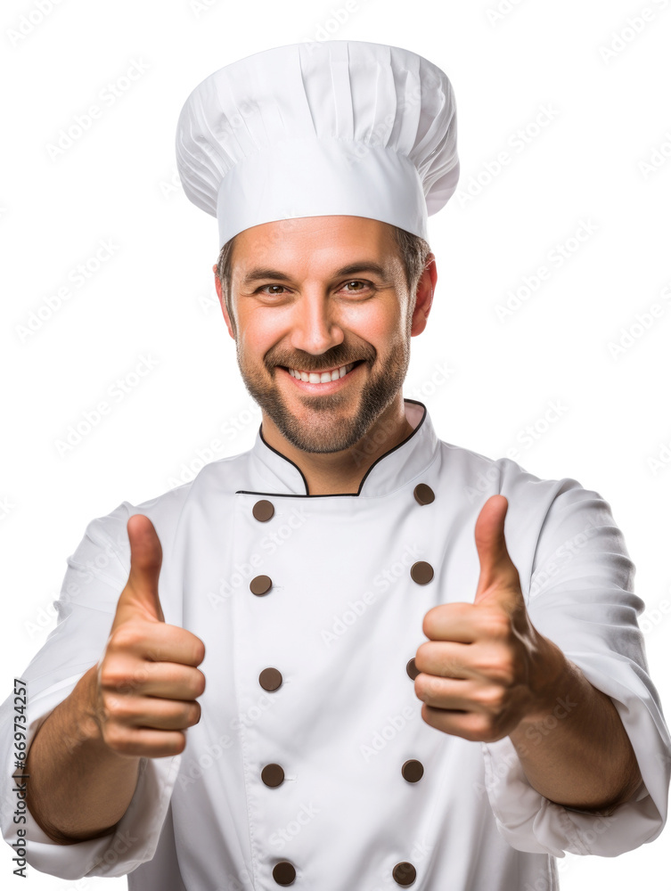 Chef giving thumbs up in transparent background Chef giving thumbs up in transparent background