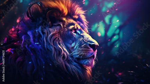 Lion with Bokeh Effect