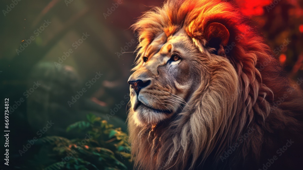 Fototapeta premium Lion with Bokeh Effect