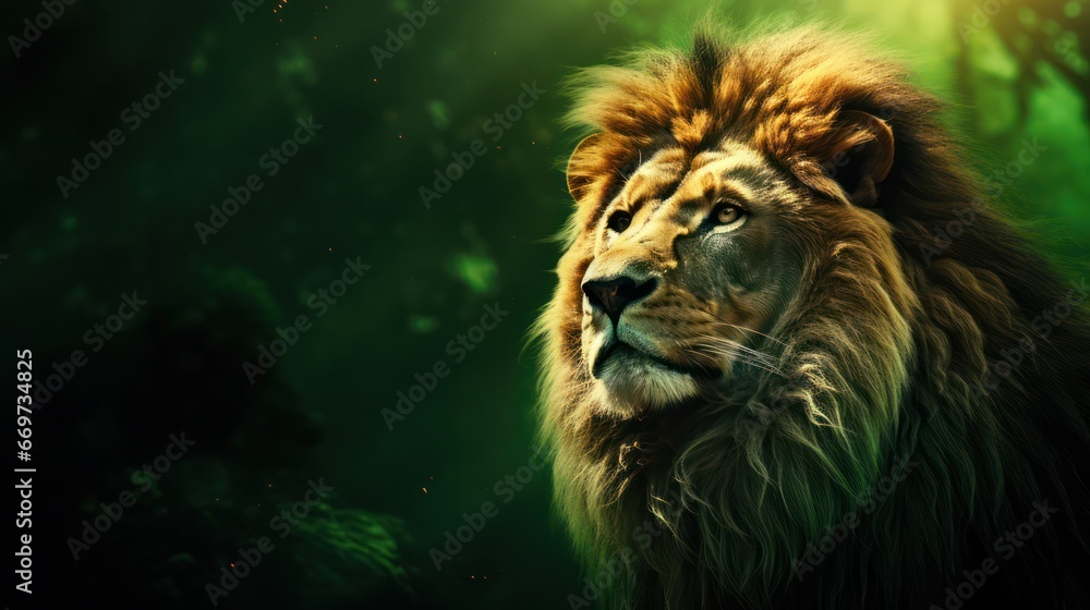 Naklejka premium Lion with Bokeh Effect