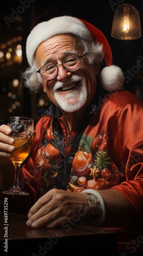 santa claus with magic  santa claus drinking a cocktail  generative ai